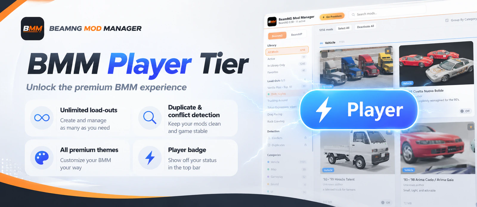 BMM Player tier benefits banner